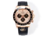Rolex Daytona 904L Steel 40mm 4131 Movement Ceramic Rose Gold Face Oysterflex Watch